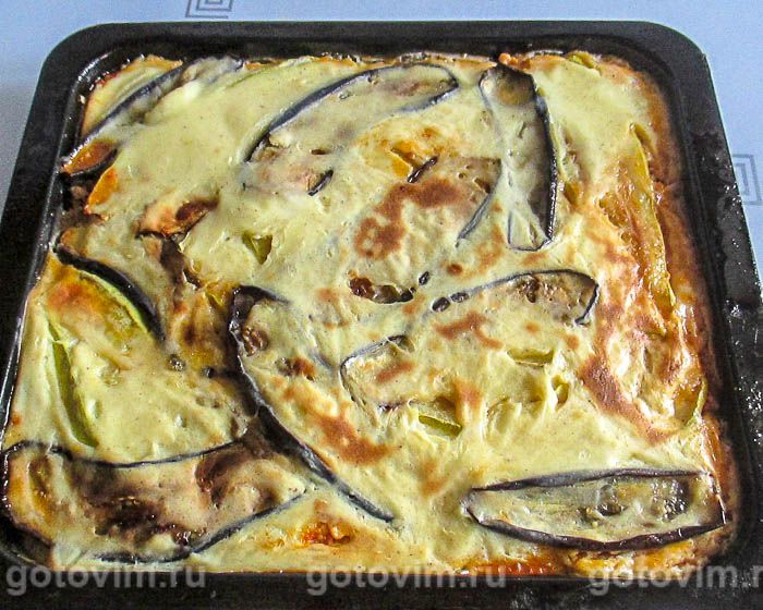 Фотографии рецепта Мусака с баклажанами, кабачками и куриным фаршем, 11 Мусака с баклажанами, кабачками и куриным фаршем, Шаг 11