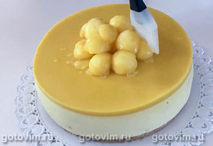 Фотографии рецепта Муссовый торт с манго, лимоном и кокосовым ганашем, 03 Муссовый торт с манго, лимоном и кокосовым ганашем, Шаг 03