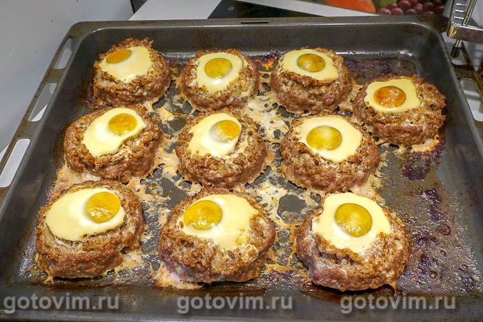 Фотографии рецепта Гнезда из фарша с гречкой, грибами и яйцами, 09 Гнезда из фарша с гречкой, грибами и яйцами, Шаг 09