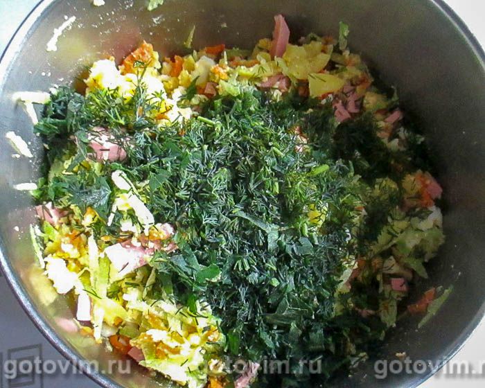 Фотографии рецепта Окрошка с редькой, морковкой и колбасой на тане (тандеме), 07 Окрошка с редькой, морковкой и колбасой на тане (тандеме), Шаг 07