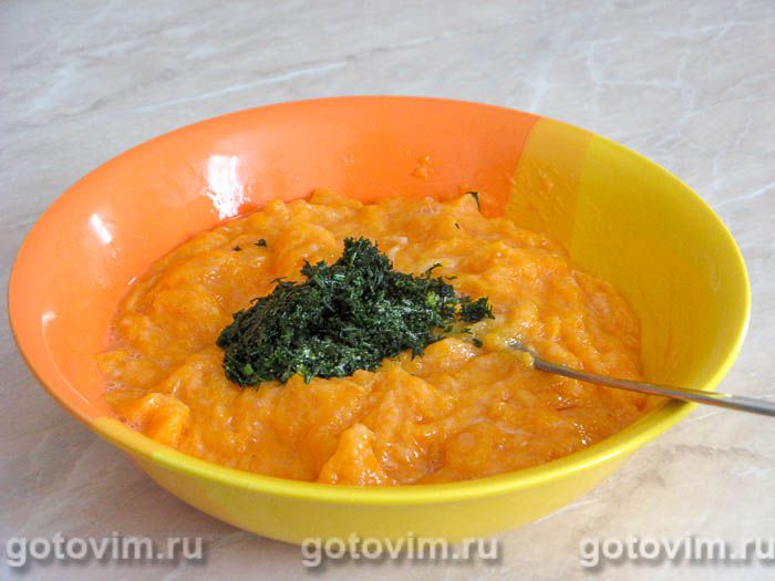 Фотографии рецепта Куриные оладьи с тыквой и овсянкой, 05 Куриные оладьи с тыквой и овсянкой, Шаг 05