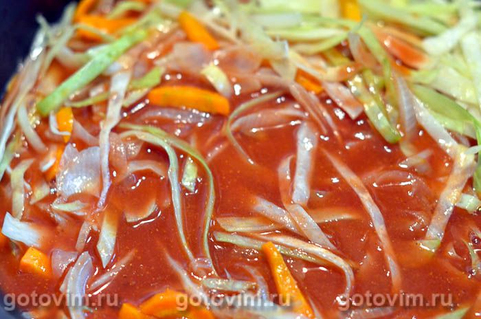 Фотографии рецепта Паста с кальмарами в соусе с овощами , 03 Паста с кальмарами в соусе с овощами , Шаг 03