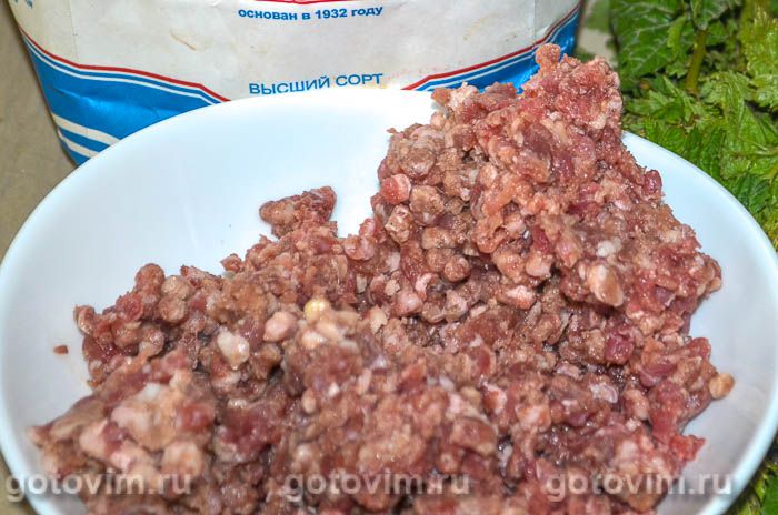Фотографии рецепта Пельмени с мясом и крапивой, 01 Пельмени с мясом и крапивой, Шаг 01