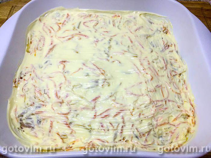 Фотографии рецепта Пелядь, запеченная с морковью и луком под сырной корочкой в духовке, 07 Пелядь, запеченная с морковью и луком под сырной корочкой в духовке, Шаг 07