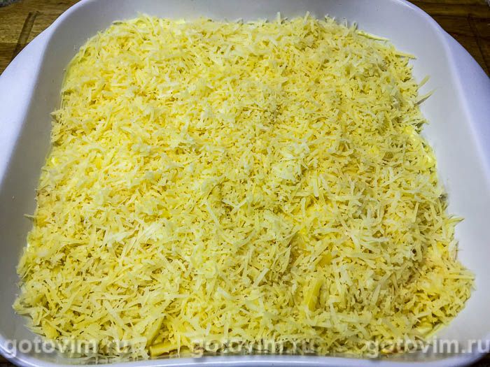 Фотографии рецепта Пелядь, запеченная с морковью и луком под сырной корочкой в духовке, 08 Пелядь, запеченная с морковью и луком под сырной корочкой в духовке, Шаг 08