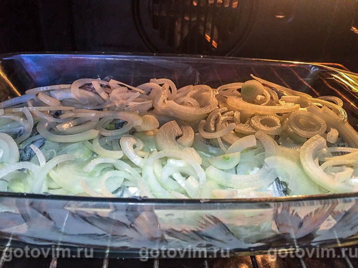 Фотографии рецепта Пелядь, запеченная в духовке со сметаной и луком, 07 Пелядь, запеченная в духовке со сметаной и луком, Шаг 07