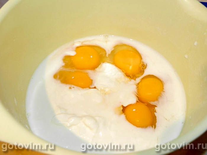 Фотографии рецепта Пирог с сахарным горошком, баклажаном и беконом, 05 Пирог с сахарным горошком, баклажаном и беконом, Шаг 05