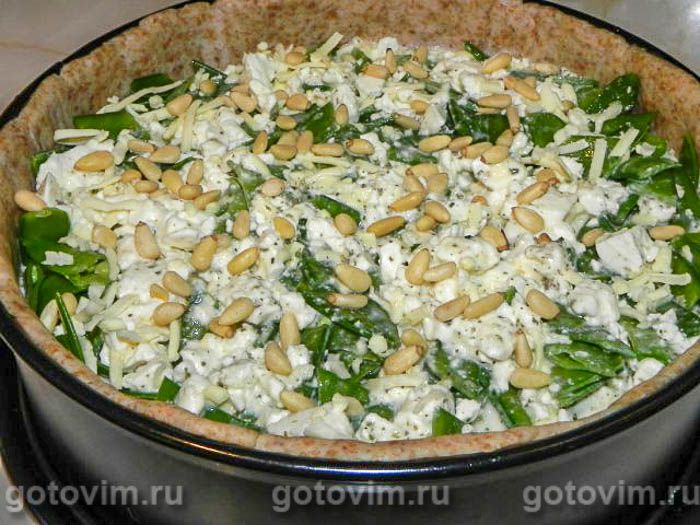 Фотографии рецепта Пирог с сахарным горошком, баклажаном и беконом, 08 Пирог с сахарным горошком, баклажаном и беконом, Шаг 08