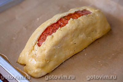 Фотографии рецепта Пирог с лососем и свежими огурцами, 06 Пирог с лососем и свежими огурцами, Шаг 06