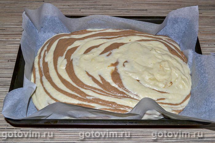 Фотографии рецепта Манник «Зебра» на кефире, 09 Манник «Зебра» на кефире, Шаг 09