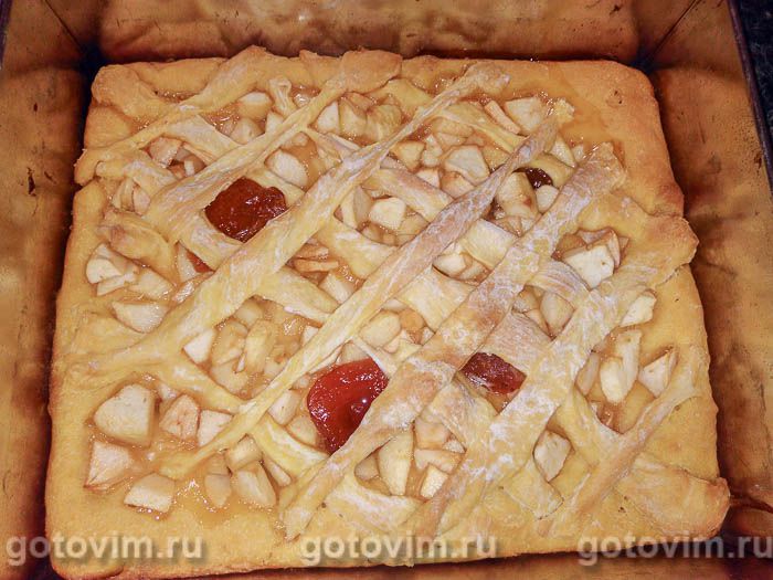 Фотографии рецепта Яблочный пирог из тыквенного теста (без яиц), 06 Яблочный пирог из тыквенного теста (без яиц), Шаг 06