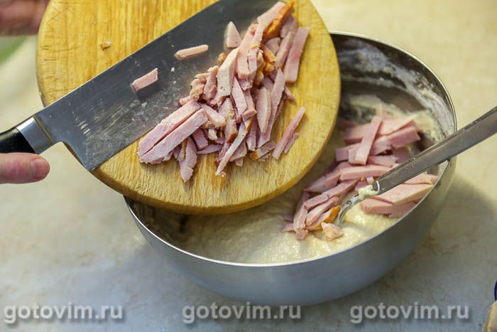 Фотографии рецепта Заливной пирог со спаржей и ветчиной, 07 Заливной пирог со спаржей и ветчиной, Шаг 07