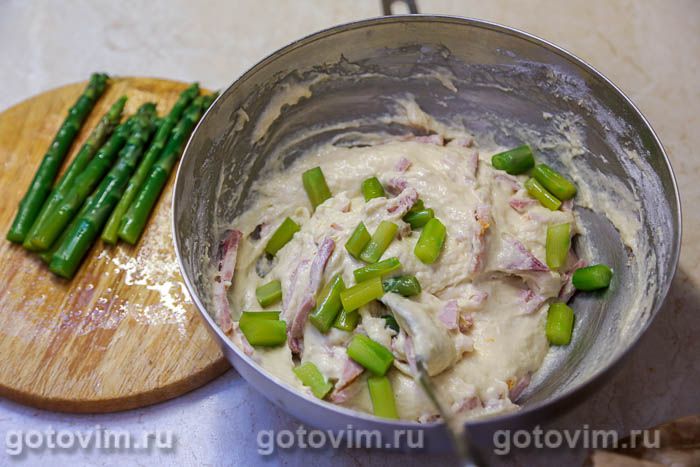 Фотографии рецепта Заливной пирог со спаржей и ветчиной, 08 Заливной пирог со спаржей и ветчиной, Шаг 08