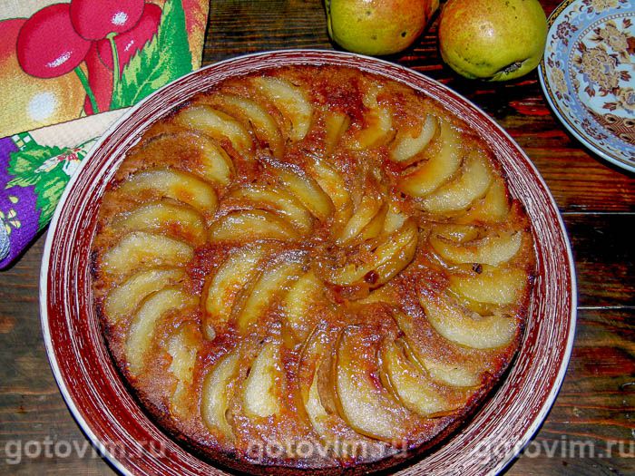 Фотографии рецепта Пирог с грушами и шоколадным соусом, 08 Пирог с грушами и шоколадным соусом, Шаг 08