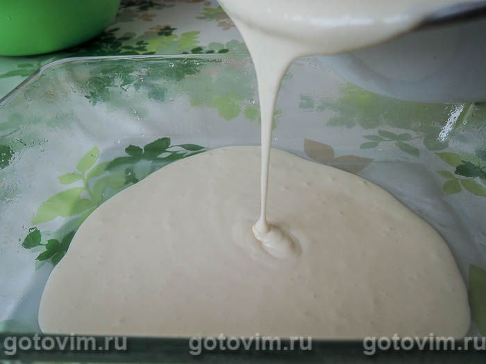 Фотографии рецепта Заливной пирог с творогом и зеленым луком, 05 Заливной пирог с творогом и зеленым луком, Шаг 05