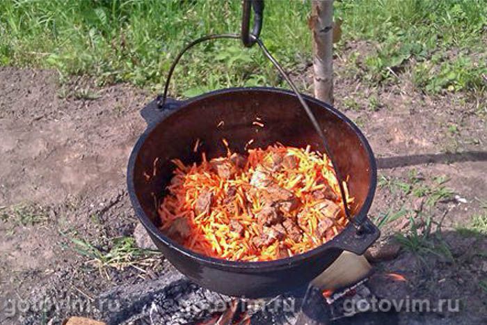 Фотографии рецепта Плов с черносливом на костре, 02 Плов с черносливом на костре, Шаг 02