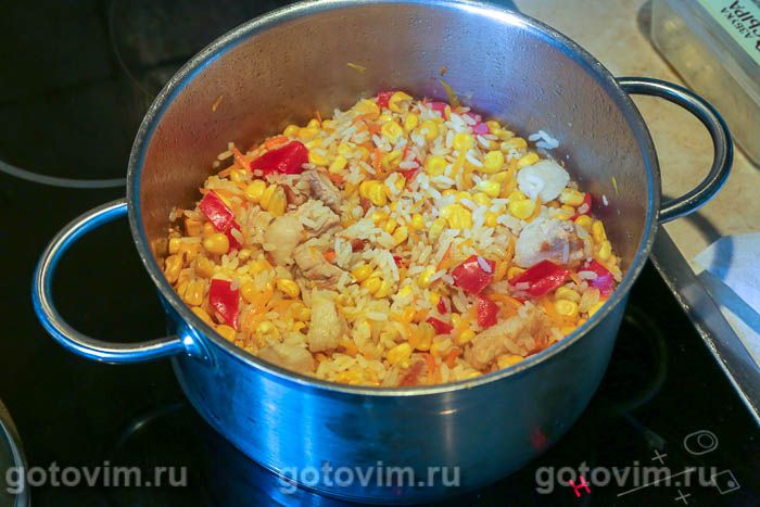 Фотографии рецепта Рис с мясом и свежей кукурузой , 11 Рис с мясом и свежей кукурузой , Шаг 11