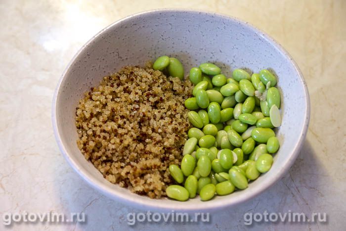 Фотографии рецепта Поке из киноа с куриной грудкой, авокадо и бобами эдамаме, 09 Поке из киноа с куриной грудкой, авокадо и бобами эдамаме, Шаг 09
