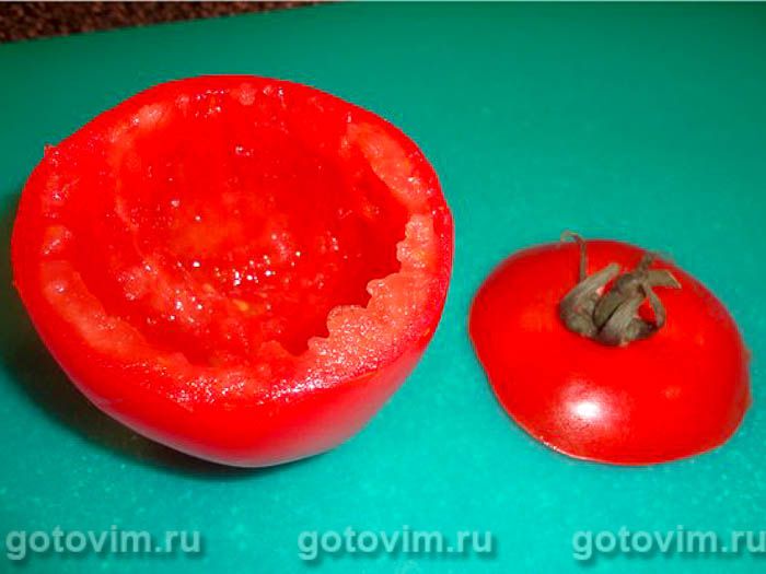 Фотографии рецепта Помидоры, фаршированные вешенками с кремом из печёного чеснока, 04 Помидоры, фаршированные вешенками с кремом из печёного чеснока, Шаг 04