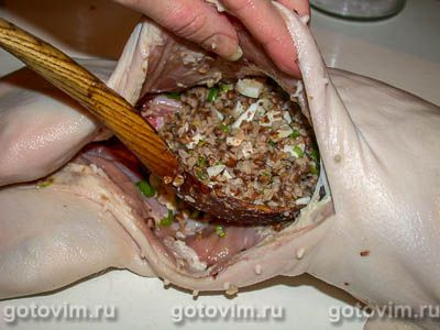 Фотографии рецепта Жареный поросенок, фаршированный гречкой, 03 Жареный поросенок, фаршированный гречкой, Шаг 03