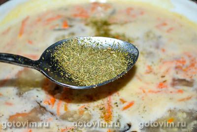 Фотографии рецепта Куриный суп с плавленым сыром и пшеном, 07 Куриный суп с плавленым сыром и пшеном, Шаг 07