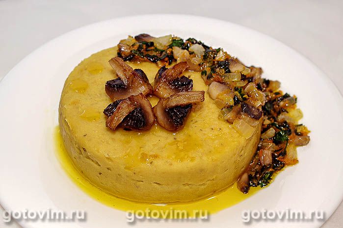 Пюре из чечечвицы с жареными шампиньонами. Фотография рецепта Пюре из чечечвицы с жареными шампиньонами. Фотография рецепта