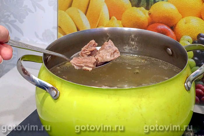 Фотографии рецепта Мясной рассольника с говяжьими ребрышками, пшеном и галушками, 08 Мясной рассольника с говяжьими ребрышками, пшеном и галушками, Шаг 08