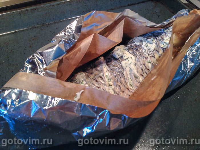 Фотографии рецепта Белый амур, запеченный с творожным сыром в фольге, 07 Белый амур, запеченный с творожным сыром в фольге, Шаг 07