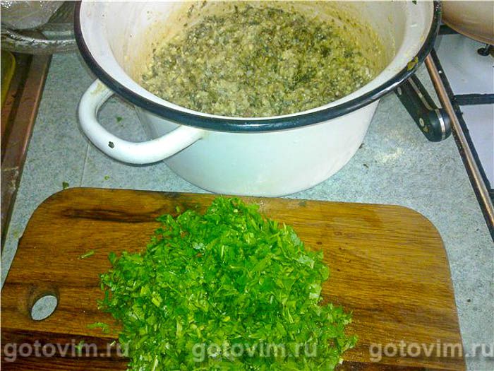 Фотографии рецепта Рисовая запеканка с крапивой и щавелем, 04 Рисовая запеканка с крапивой и щавелем, Шаг 04