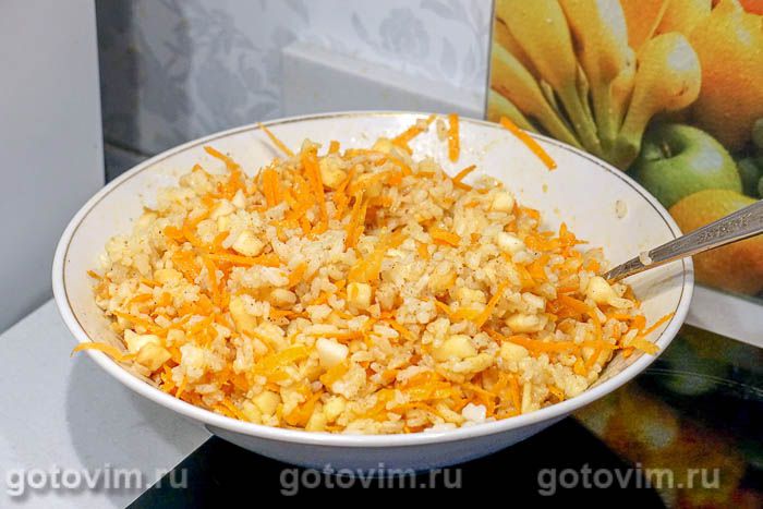 Фотографии рецепта Рисовая запеканка с яблоками и морковью, 05 Рисовая запеканка с яблоками и морковью, Шаг 05