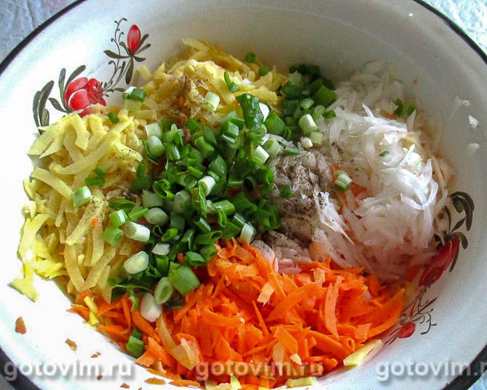 Фотографии рецепта Рулет с овощами в мантоварке (ханум), 03 Рулет с овощами в мантоварке (ханум), Шаг 03