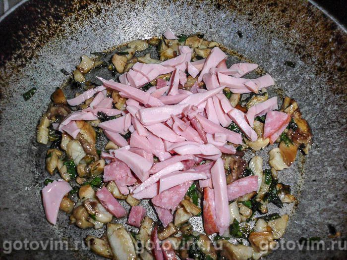 Фотографии рецепта Дрочена с грибами и ветчиной (омлет), 03 Дрочена с грибами и ветчиной (омлет), Шаг 03