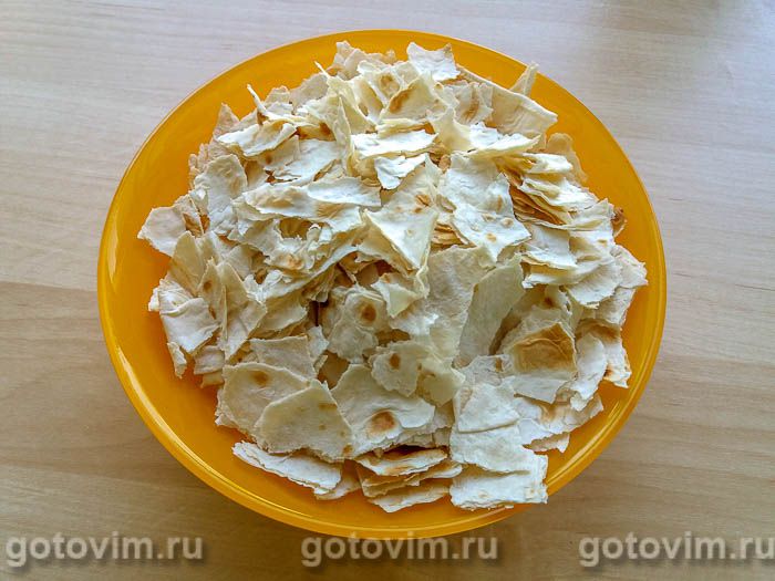 Фотографии рецепта Рваный пирог из лаваша с сыром, творогом и зеленью, 01 Рваный пирог из лаваша с сыром, творогом и зеленью, Шаг 01