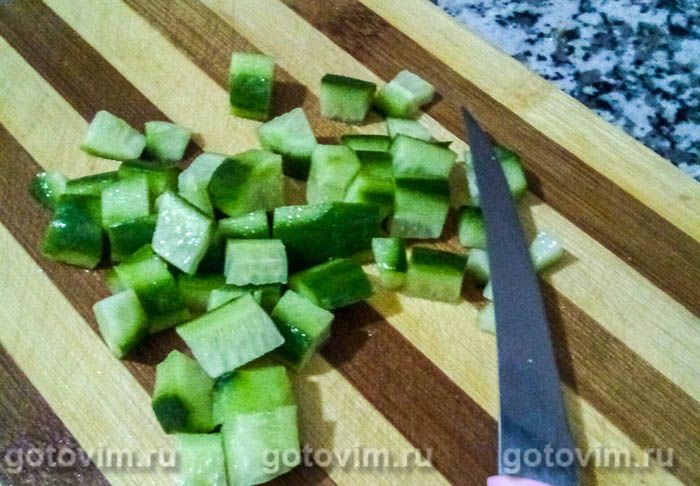Фотографии рецепта Салат из артишоков с брынзой, огурцом и рукколой , 06 Салат из артишоков с брынзой, огурцом и рукколой , Шаг 06