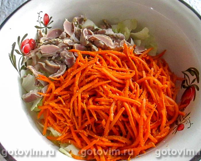 Фотографии рецепта Корейский салат с куриными желудками, 05 Корейский салат с куриными желудками, Шаг 05