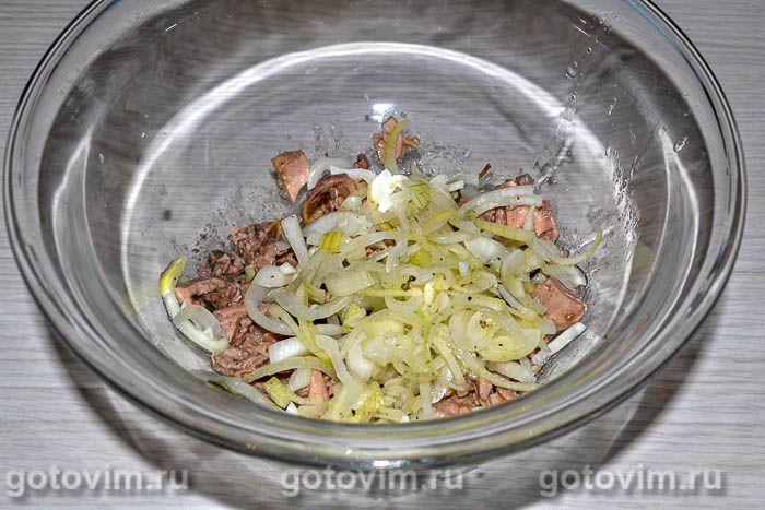 Фотографии рецепта Салат из печени трески с рисом и яблоками, 04 Салат из печени трески с рисом и яблоками, Шаг 04