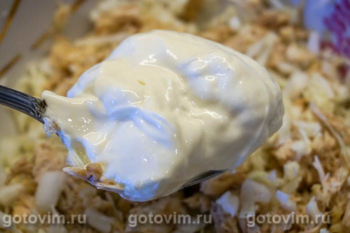 Фотографии рецепта Салат из куриного мяса с мандаринами и гранатом, 04 Салат из куриного мяса с мандаринами и гранатом, Шаг 04