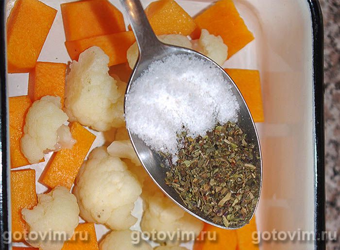 Фотографии рецепта Салат из стручковой фасоли с тыквой и цветной капустой, 01 Салат из стручковой фасоли с тыквой и цветной капустой, Шаг 01