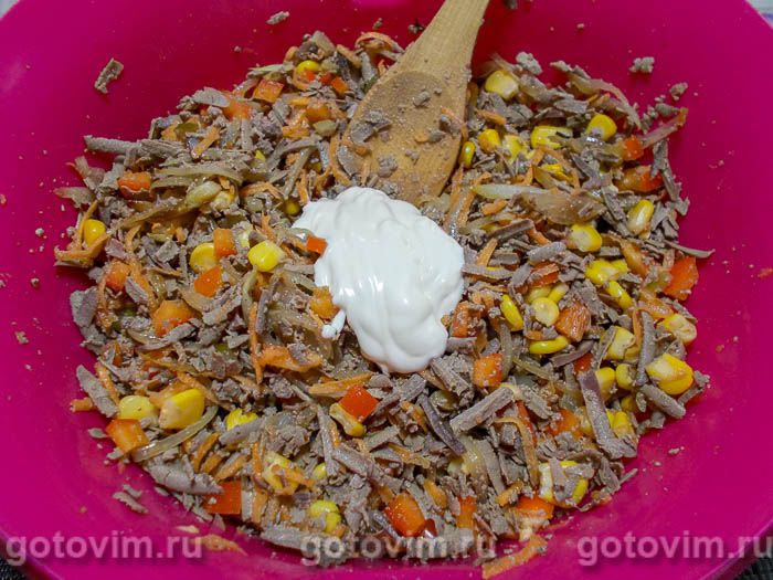 Фотографии рецепта Салат из свиной печени с кукурузой, 07 Салат из свиной печени с кукурузой, Шаг 07