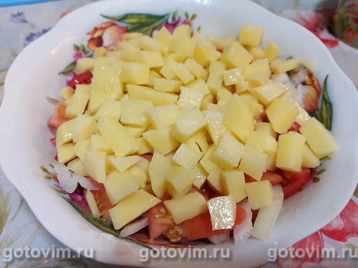 Фотографии рецепта Самса с брюшками сёмги и картофелем, 03 Самса с брюшками сёмги и картофелем, Шаг 03
