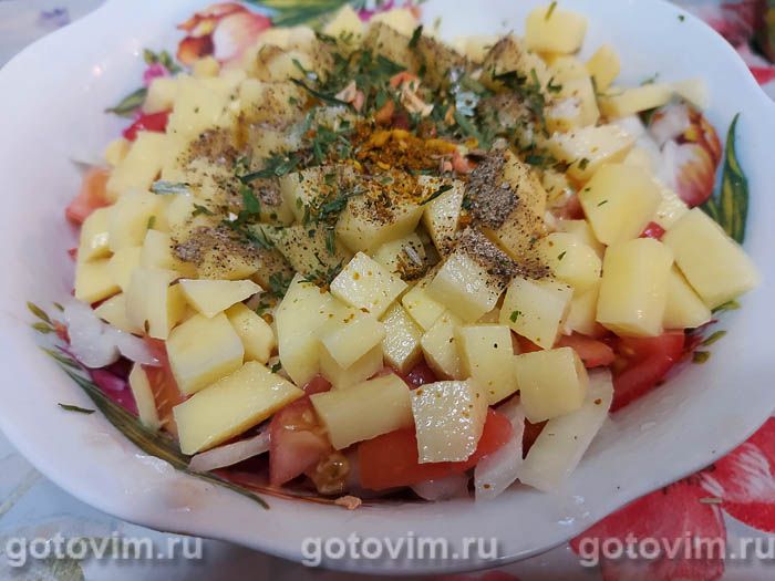 Фотографии рецепта Самса с брюшками сёмги и картофелем, 04 Самса с брюшками сёмги и картофелем, Шаг 04