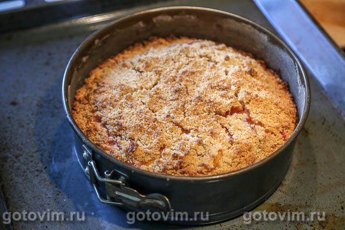 Фотографии рецепта Итальянский песочный пирог с персиками и творогом Сбричолата (Sbriciolata), 10 Итальянский песочный пирог с персиками и творогом Сбричолата (Sbriciolata), Шаг 10