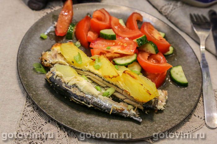 Запеканка из беломорской сельди с картофелем . Фотография рецепта Запеканка из беломорской сельди с картофелем . Фотография рецепта