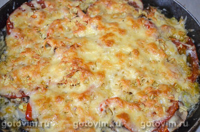 Фотографии рецепта Селедка, запеченная с грибами и овощами под сырной корочкой, 07 Селедка, запеченная с грибами и овощами под сырной корочкой, Шаг 07