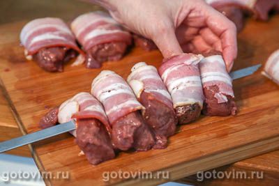 Фотографии рецепта Шашлык из печени в беконе, 05 Шашлык из печени в беконе, Шаг 05