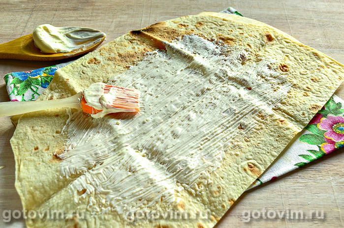 Фотографии рецепта Лаваш с капустой и крабовыми палочками, 02 Лаваш с капустой и крабовыми палочками, Шаг 02