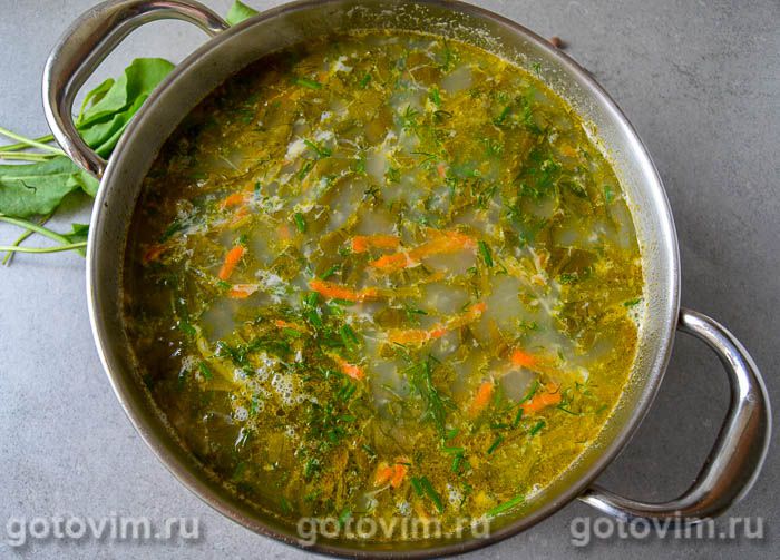 Фотографии рецепта Суп из щавеля с мясом индейки, 09 Суп из щавеля с мясом индейки, Шаг 09