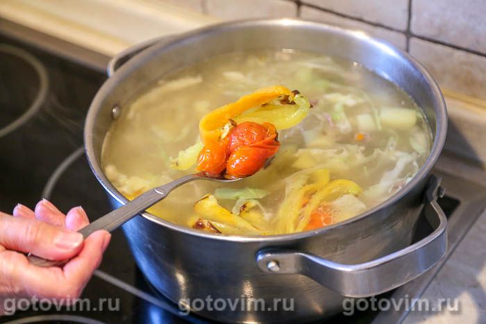 Фотографии рецепта Щи с мясом и печеными овощами, 08 Щи с мясом и печеными овощами, Шаг 08