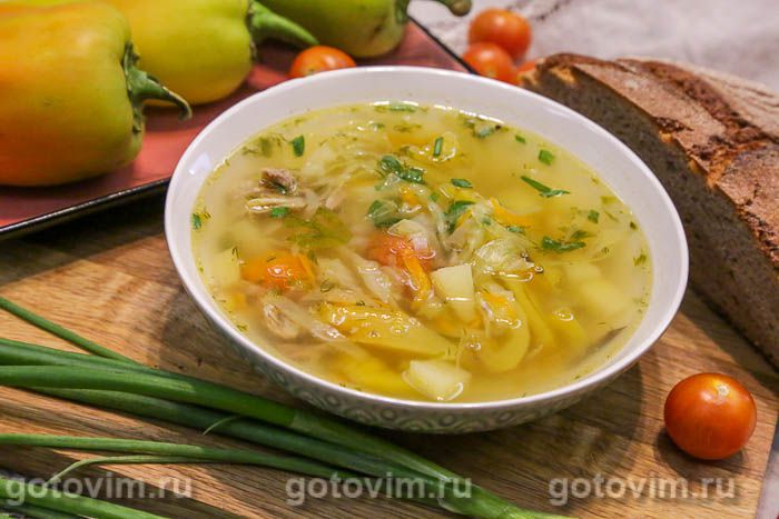 Щи с мясом и печеными овощами. Фотография рецепта Щи с мясом и печеными овощами. Фотография рецепта