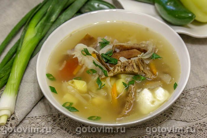Щи с мясом и солеными грибами. Фотография рецепта Щи с мясом и солеными грибами. Фотография рецепта